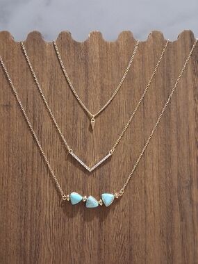 Kohl's Gold Layered Necklace Set with Turquoise Accents